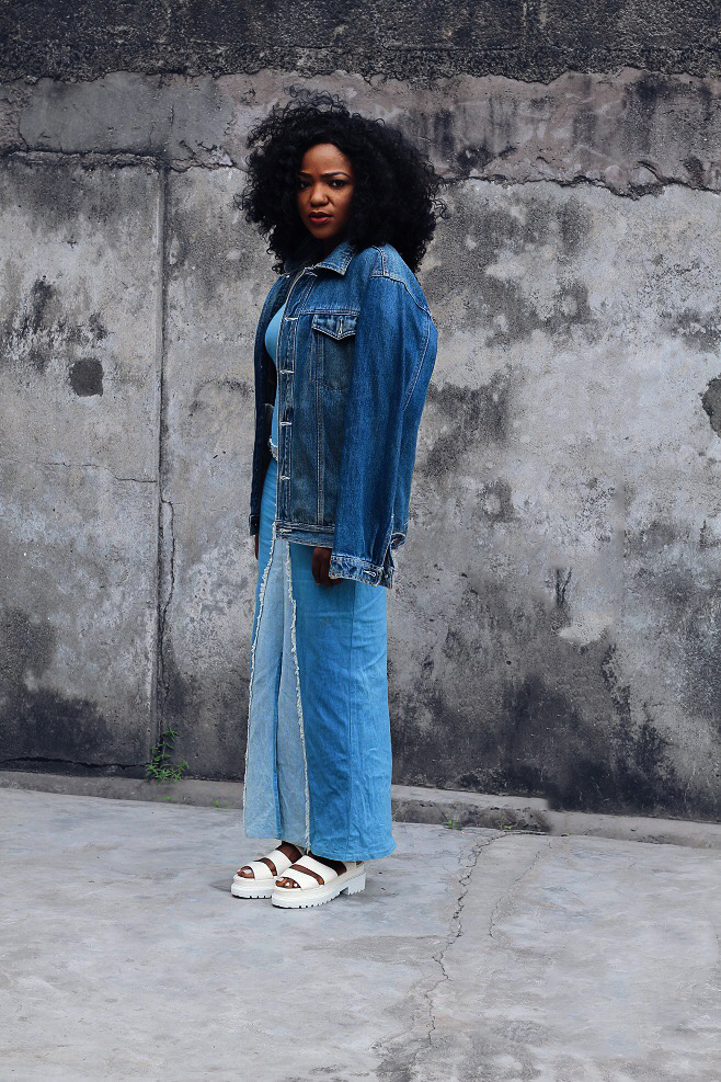 Girl wearing denim on denim