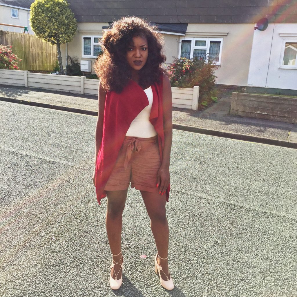burgundy and nude styling