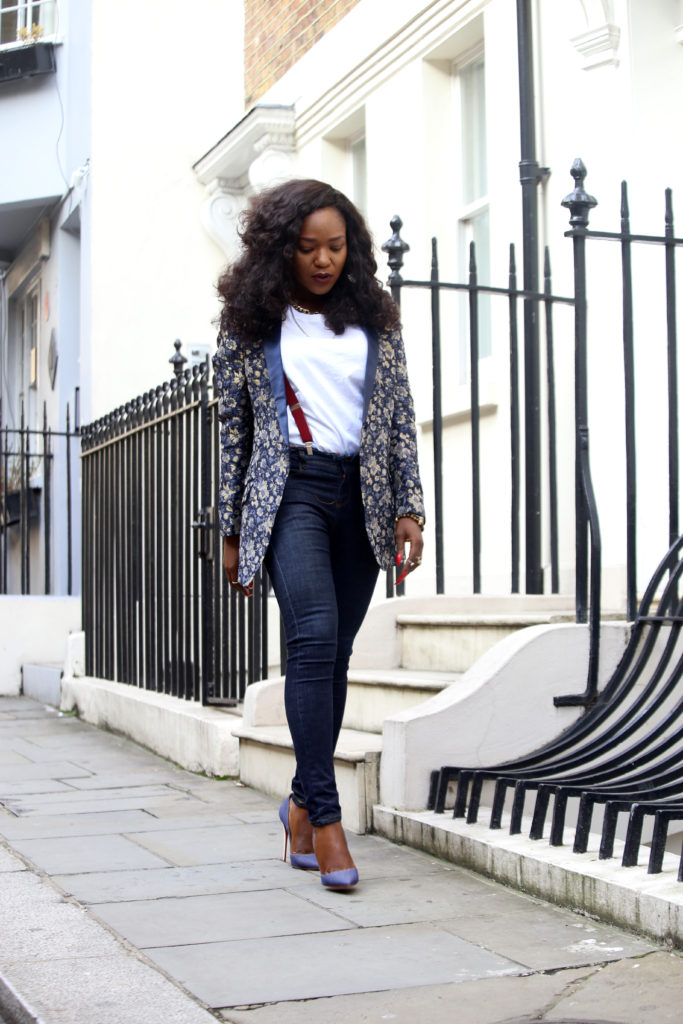 blazer and denim holiday styling