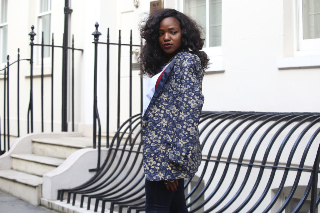 blazer and denim holiday styling