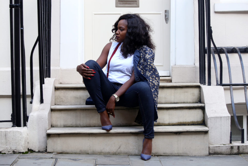 blazer and denim holiday styling