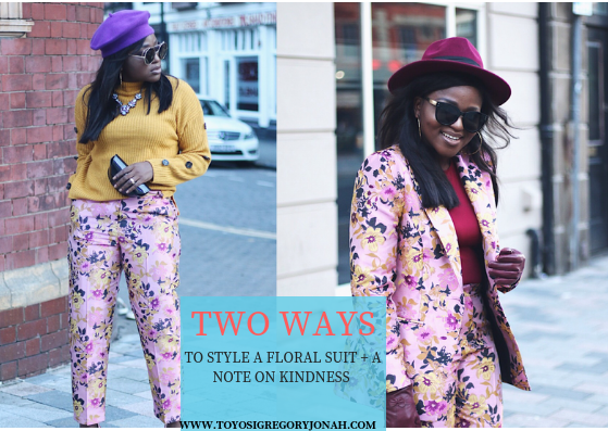 floral suit ,styleblogger ,how to style floral suit , burgundy ,hats fashion ,river island floral suit